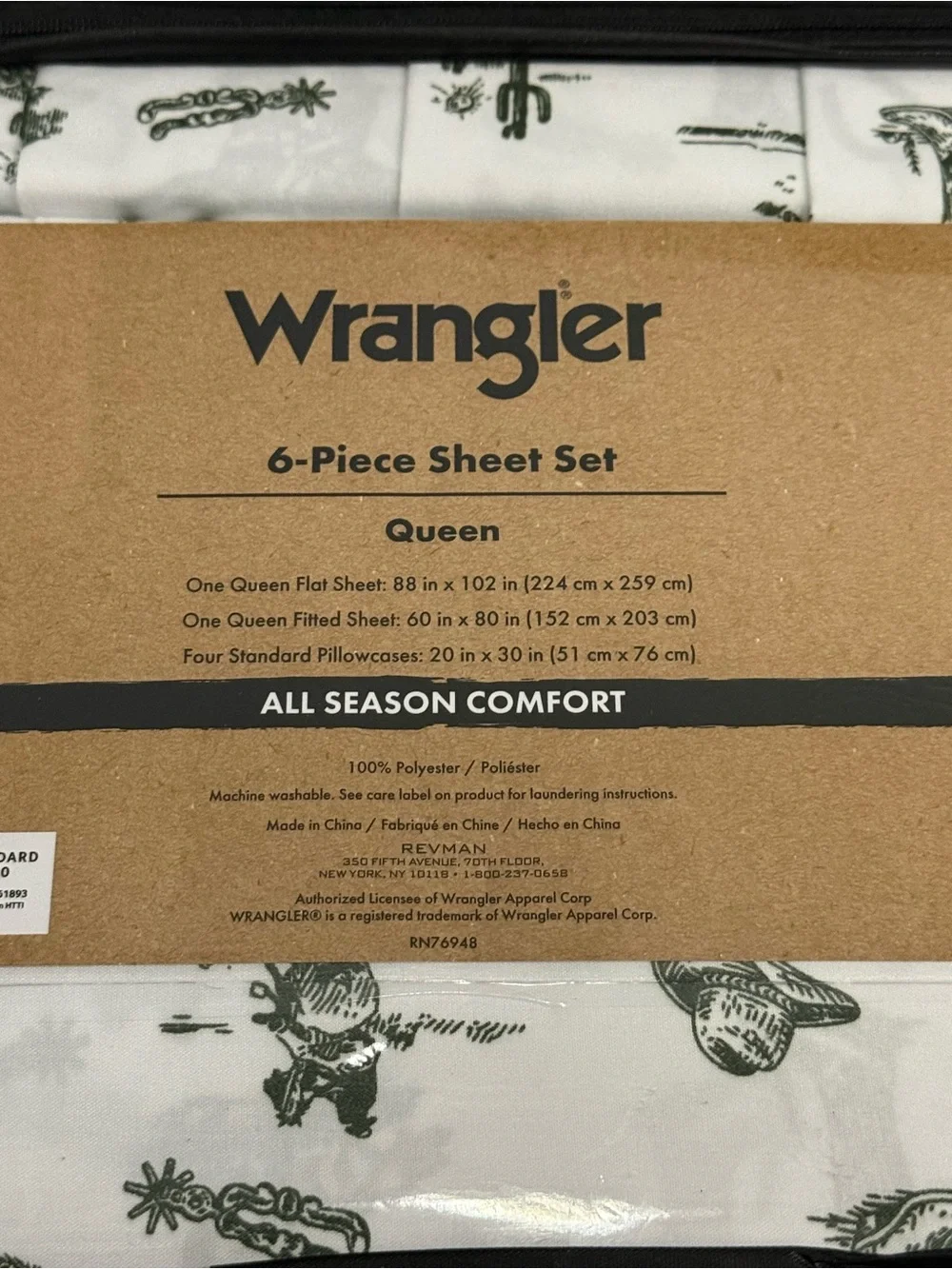 NEW Wrangler WESTERN DESERT COWBOY White & Green Queen Sheet Set SO VERY SOFT
